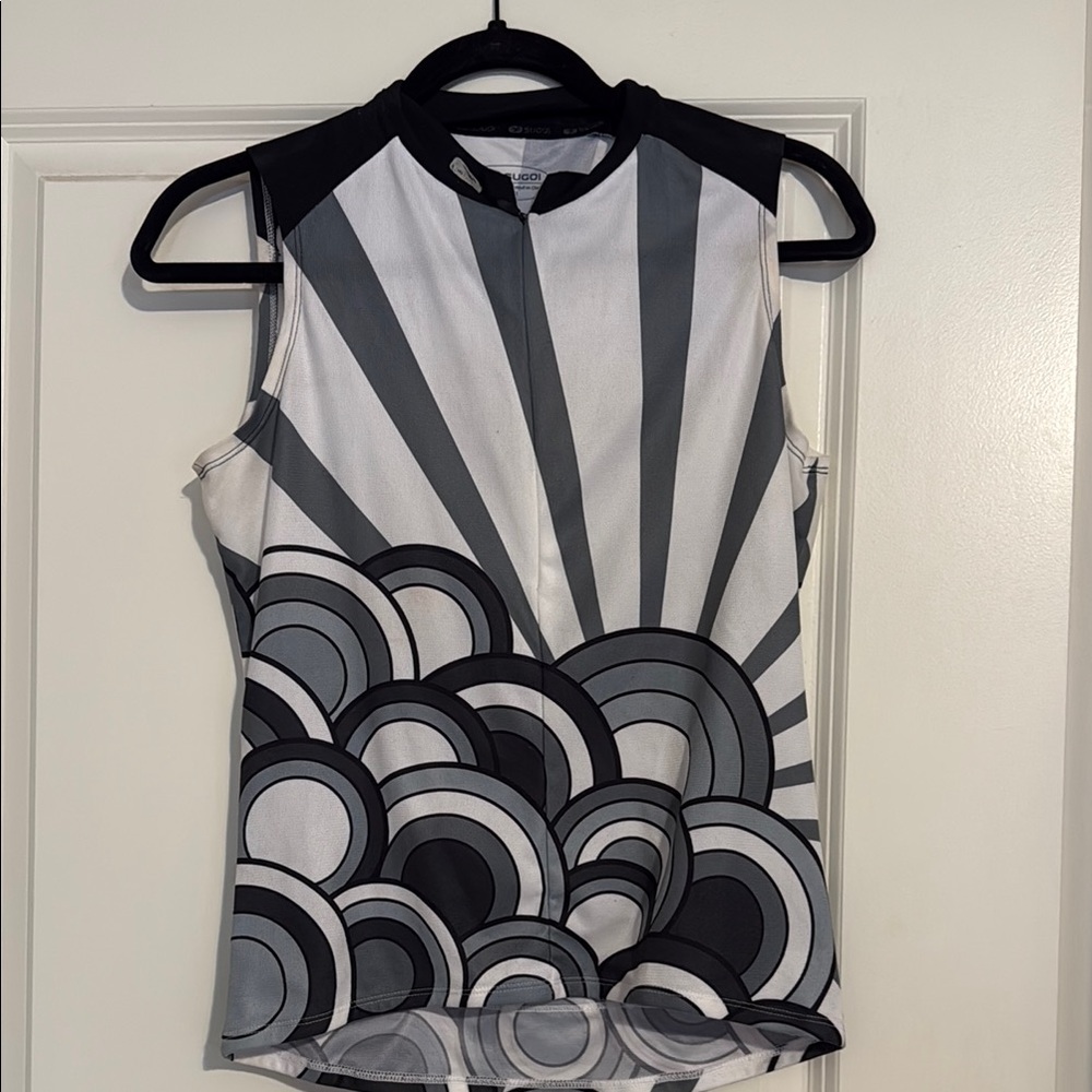 SUGOI Black and White Graphic Cycling Tank Jersey